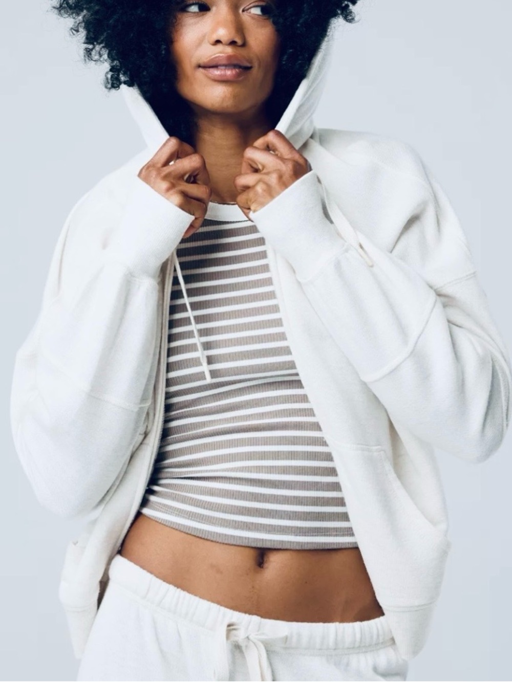 Offline by Aerie Keep It 100 Terry Full Zip Jacket White Medium
